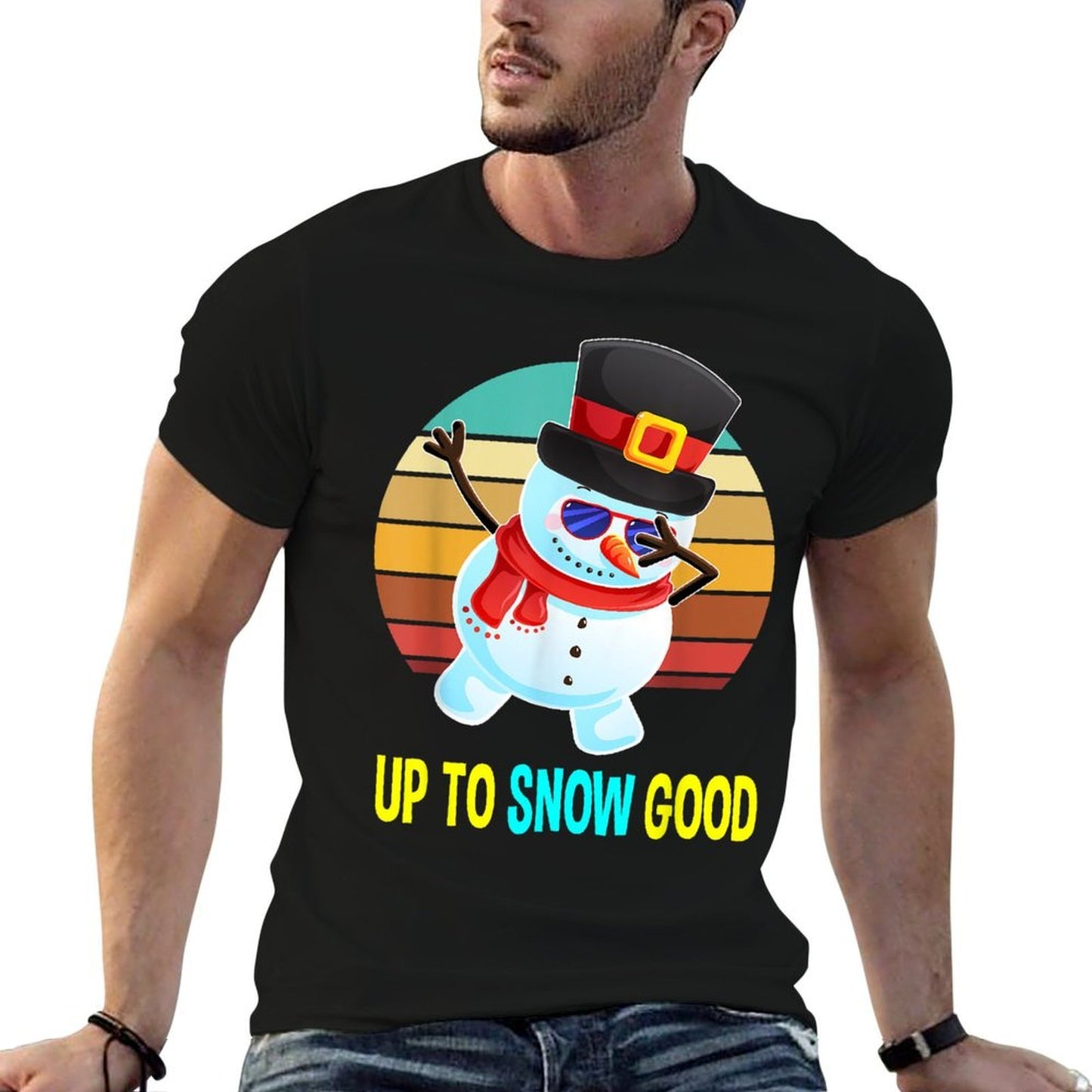 Up to Snow Good Snowman Christmas Gifts Men Boys  Slim-fit Cut T-Shirt