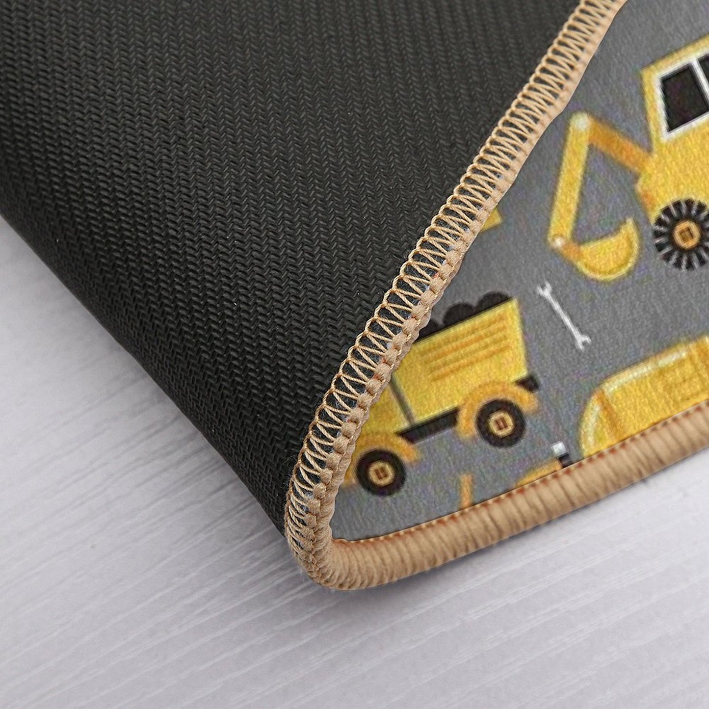 Construction Trucks on Gray  Repositionable Bath Mat