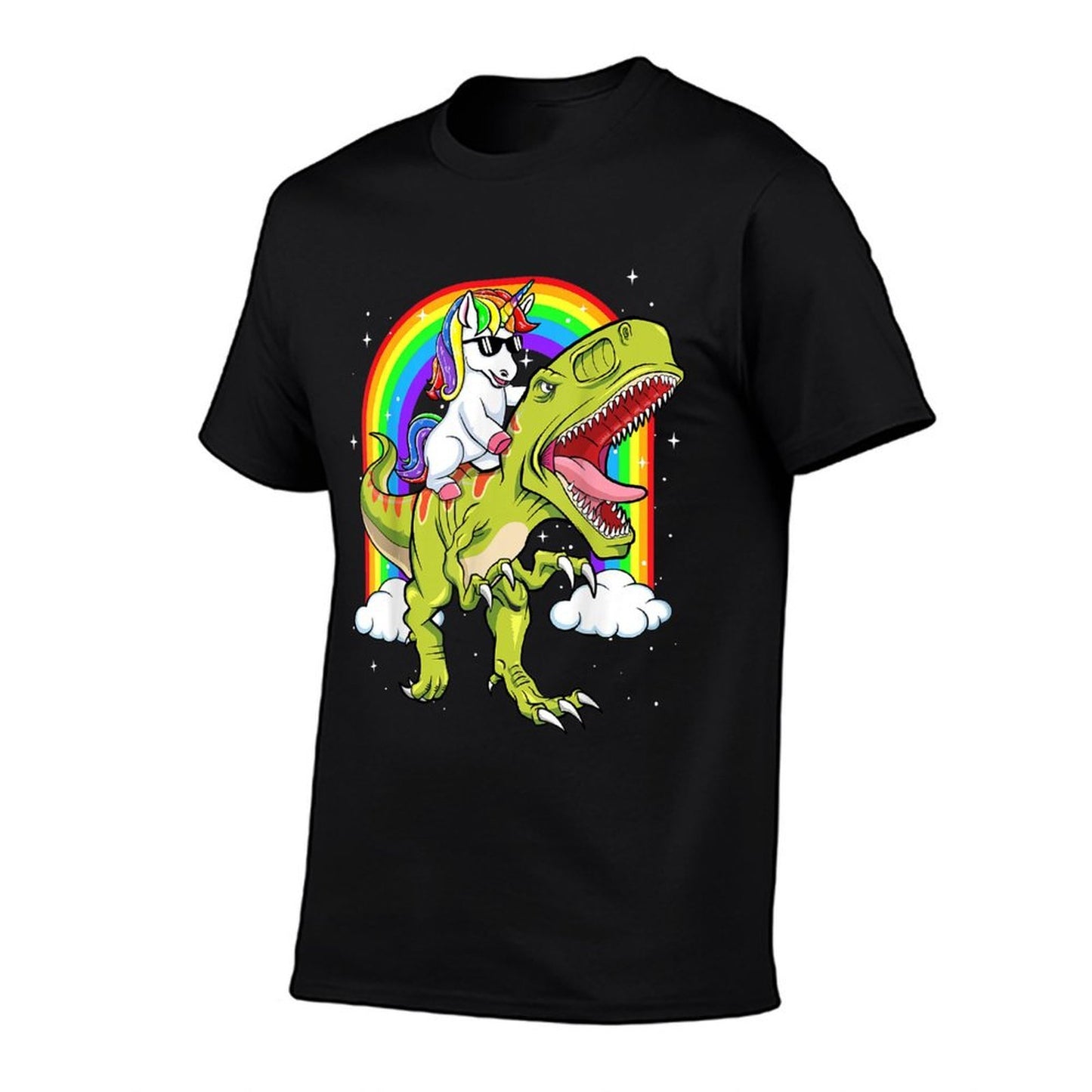 Rainbow Unicorn Riding T Rex - Dinosaur Boys Girls Men Women  Eco-friendly Material T-Shirt