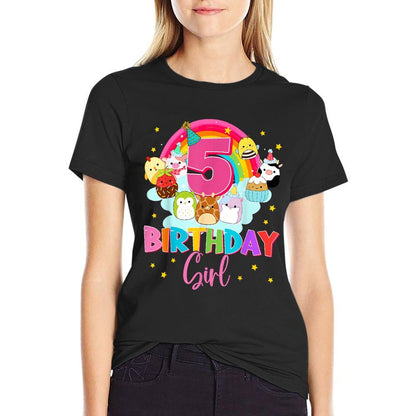 Happy 5th Birthday Squish Squad Mallow Girls Kids Cute  Tagless Design T-Shirt