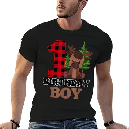 Baby Boy 1st Birthday Decorations 1 Year Old Moose Lover  Versatile T-Shirt