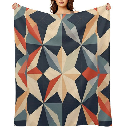 Graphic Retro Kaleidoscope Symmetrical Shapes in A Color Palette Easy Care Throw Blanket