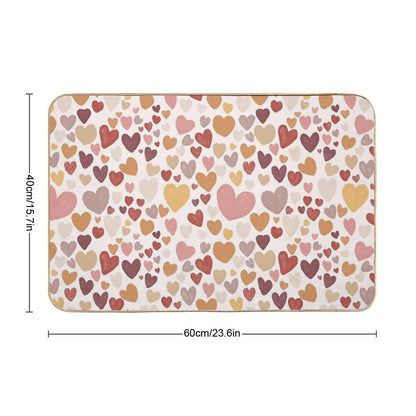 Sketched Hearts in Autumn Colours  Absorbent Bath Mat