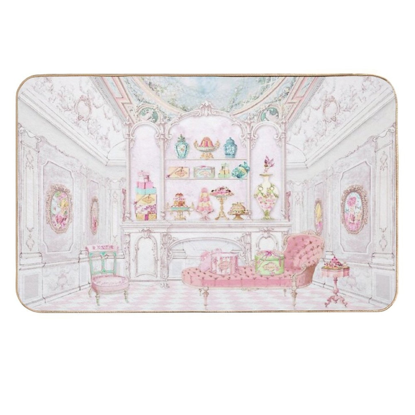 French Patisserie, Paris, Cake Shop, Diorama  Fade-Resistant Bath Mat