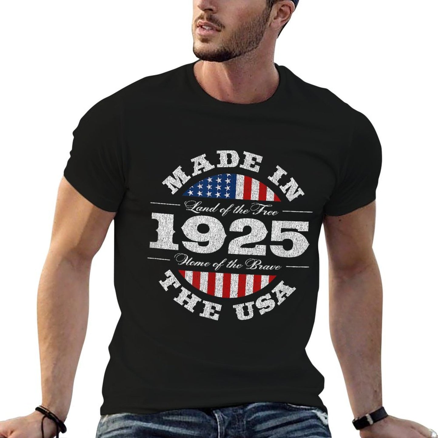 100 Year Old American USA 1925 100th Birthday  Rolled Sleeves T-Shirt