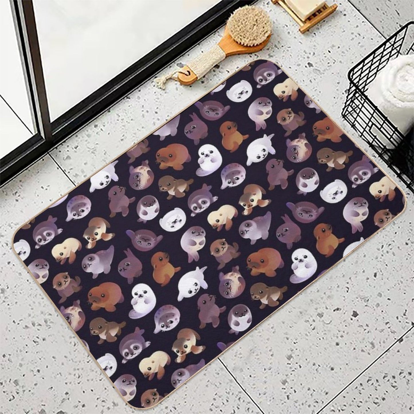 Seal Pup - Dark  Easy Maintenance Bath Mat