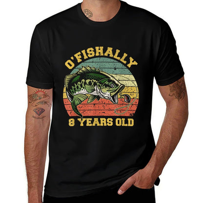 O'Fishally 8 Years Old Fishing Birthday Theme Party 8th  Wrinkle-resistant T-Shirt