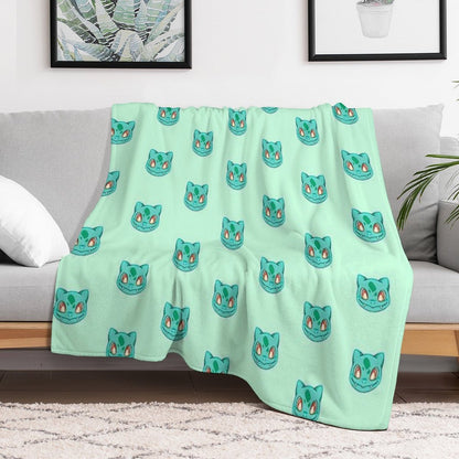 Búlbásáúr Cute!  Grass Type  Kawaii Plant Video Game Turtle Gift-ready Throw Blanket