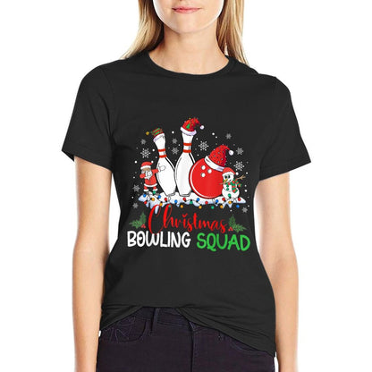 Christmas Bowling Squad Xmas Lights Santa Bowling Player  Easy-care T-Shirt