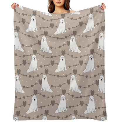 Love White Great Pyrenees Dog Quick-dry Throw Blanket