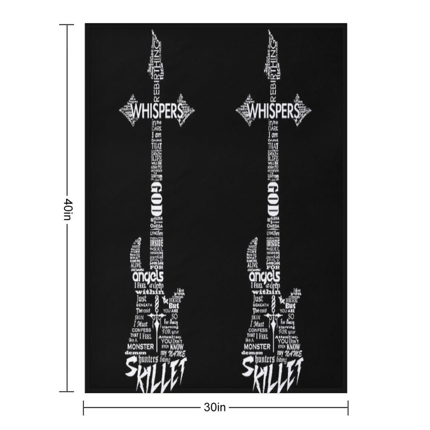 Skillet Guitar Typography on Black Lightweight Throw Blanket