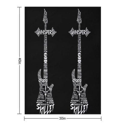 Skillet Guitar Typography on Black Lightweight Throw Blanket