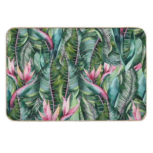 Tropical Banana Leaf Print  Eco-Friendly Bath Mat