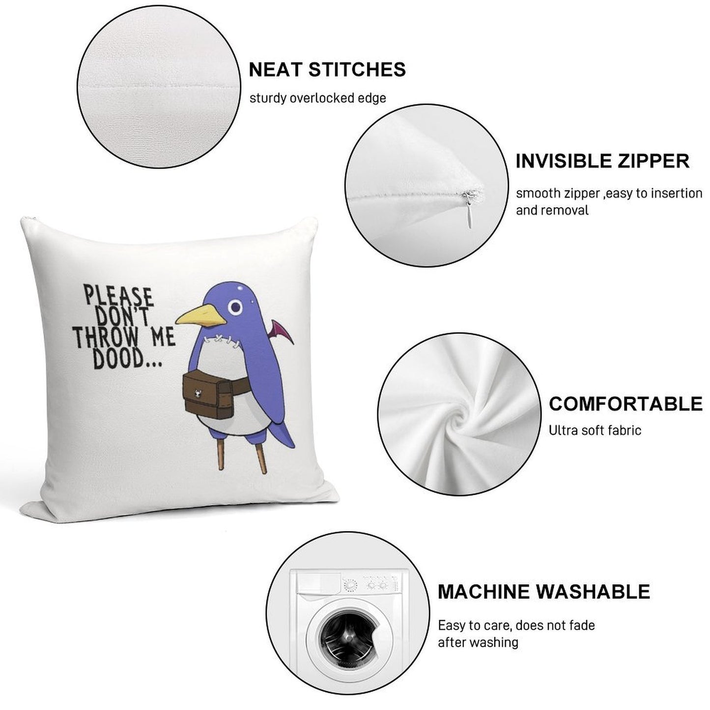 I'll Throw You Anyway Soft Hidden Zipper Throw Pillow