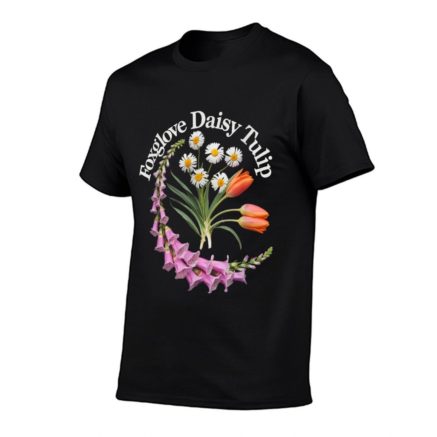 Foxglove Daisy Tulip Spring Bloom Botanical Artwork  Easy-care T-Shirt