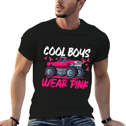 Monster Truck Breast Cancer Awareness Cool Boys Wear Pink  Breathable T-Shirt