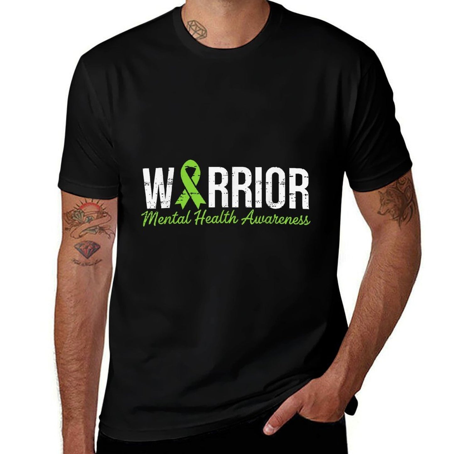 Mental Health Warrior Brain Illness Mental Health Awareness  Wrinkle-resistant T-Shirt