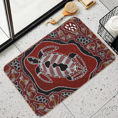 Authentic Aboriginal Art -  Turtle Dreaming  Toxin-Free Bath Mat