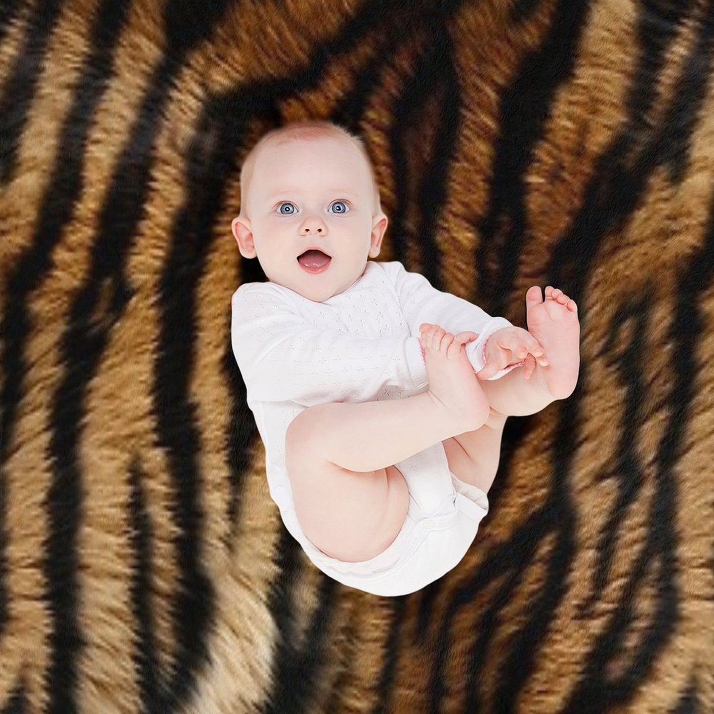 Tiger Africa Realistic Fur Print Pattern Eco-conscious Throw Blanket