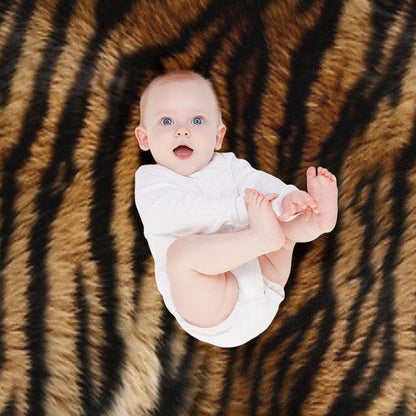 Tiger Africa Realistic Fur Print Pattern Eco-conscious Throw Blanket