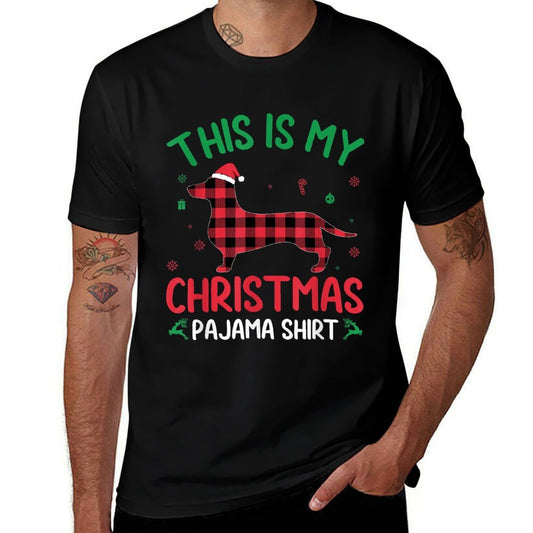 Red Plaid Ugly This Is My Dachshund Dog Christmas Pajama  Versatile T-Shirt
