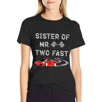 Boy 2nd Birthday Racer Sister Mr. Two Fast 2nd Race Car Bday  Soft T-Shirt