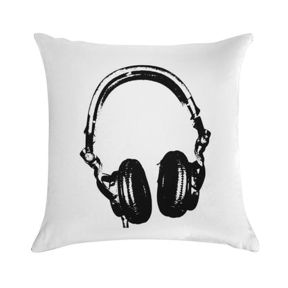 DJ Headphones Stencil Style Soft Easy Maintenance Throw Pillow