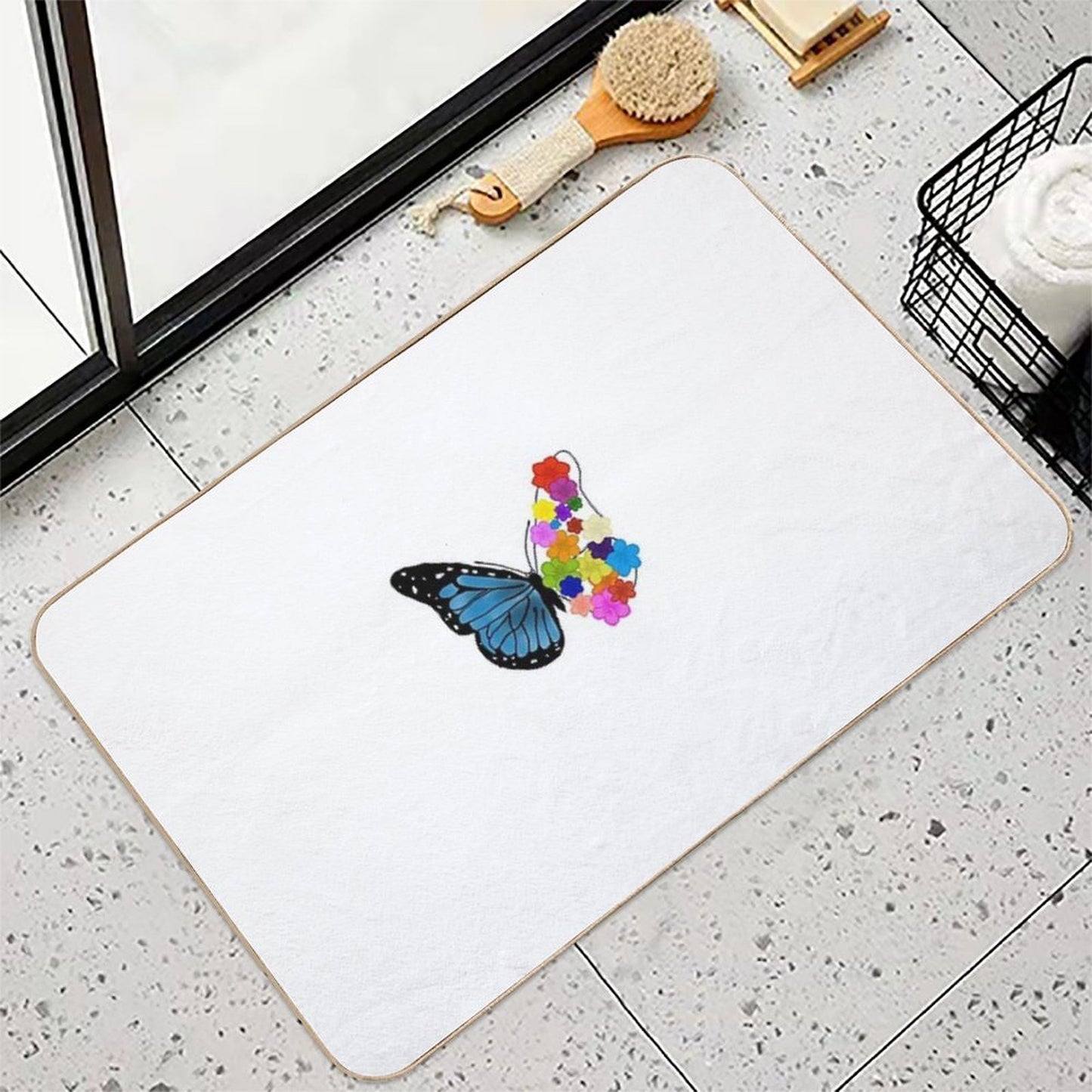 Floral Butterfly  Absorbent Bath Mat