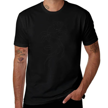 Line Art Aesthetic Face Minimalist Abstract Novelty  Classic T-Shirt