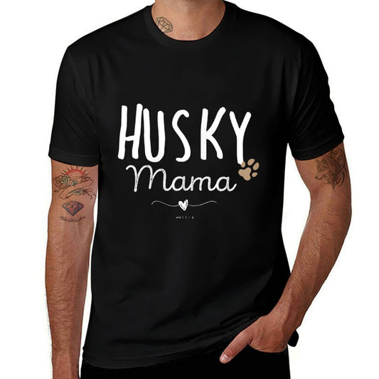 Husky Mama, Husky Mom Gifts Dog Lover Siberian Husky Mom Paw  Easy-care T-Shirt