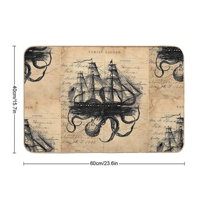 Kraken Attacking Ship on Ledger Design  KAS947  Eco-Friendly Bath Mat