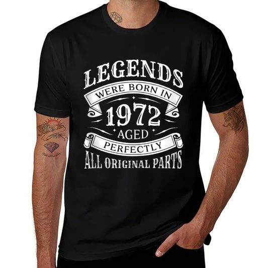 Legends Were Born In 1972 - Vintage 50th Birthday  Ribbed Collar T-Shirt