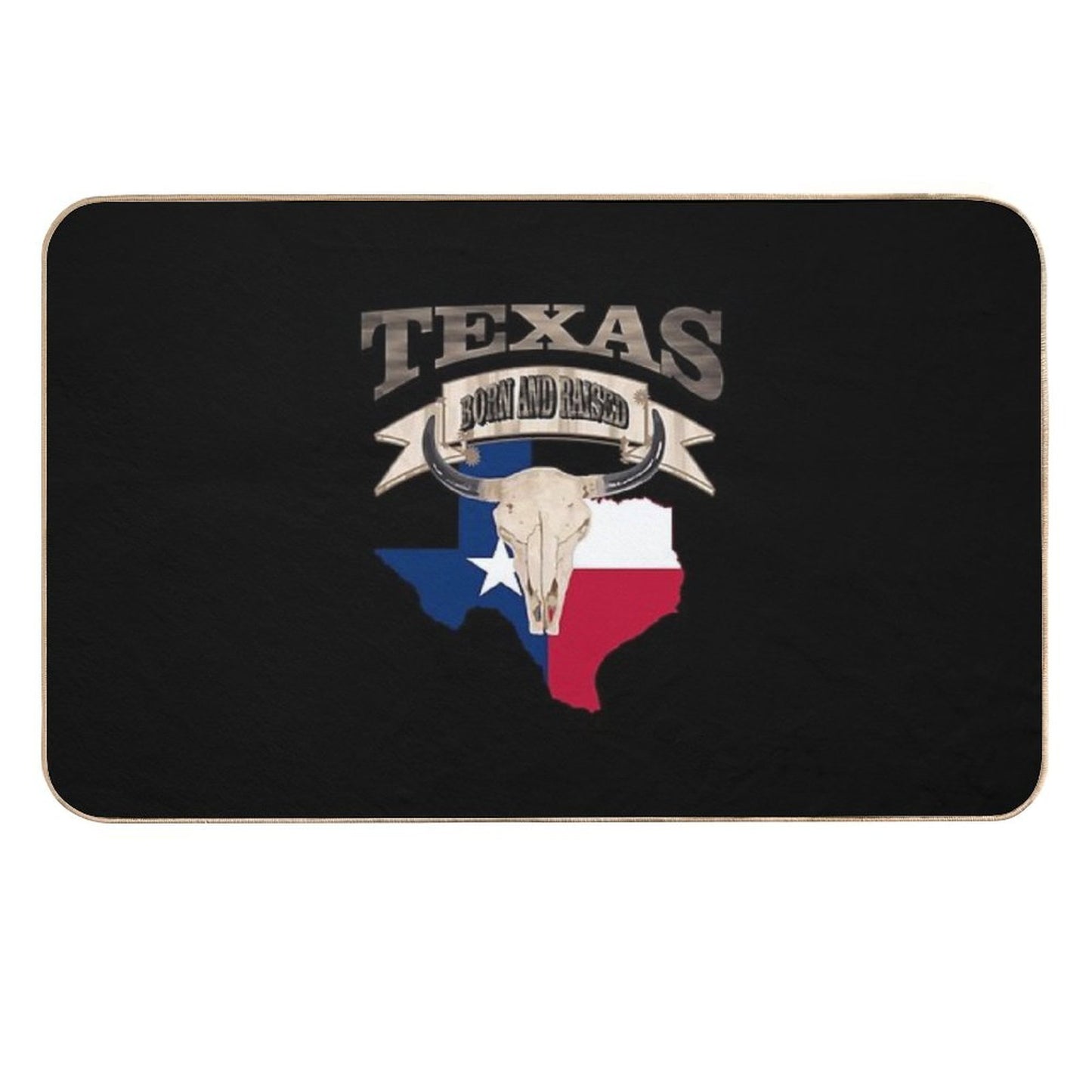 1980s Bull Skull Born And Raised Lone Star Texan Texas  Anti-Trip Bath Mat