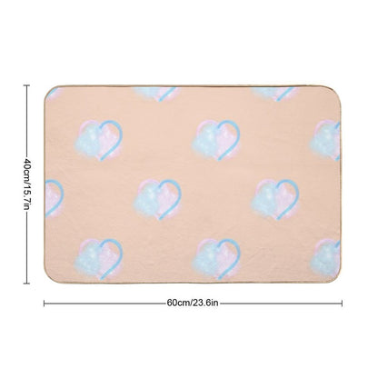 Lover Clouds on Peach Background Smaller  Fade-Resistant Bath Mat