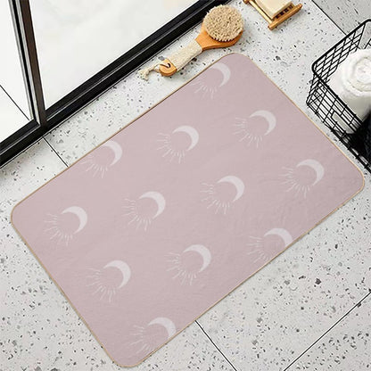 Cute Sun And Moon Design Boho Aesthetic In Muted Colors Gray Pink  Versatile Bath Mat