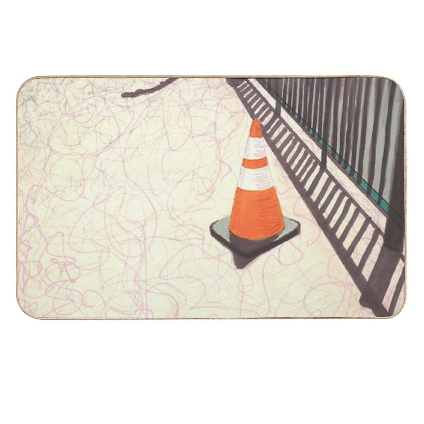 Orange Traffic Cone Durable Bath Mat