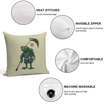 A Frog And His Son Soft Shrink-Resistant Throw Pillow