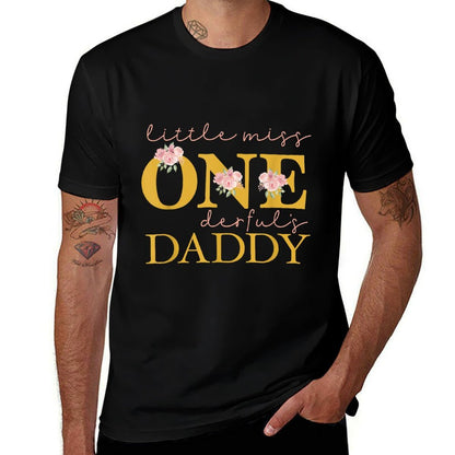 Daddy Little Miss Onederful Birthday Party 1 Year Old Girl  Wrinkle-resistant T-Shirt