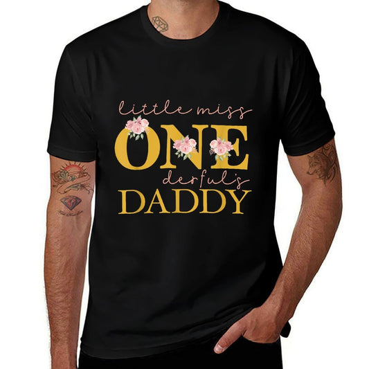 Daddy Little Miss Onederful Birthday Party 1 Year Old Girl  Wrinkle-resistant T-Shirt