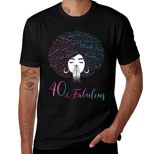40 & Fabulous Black Queen Afro Hair 40th Birthday  Stretchy T-Shirt