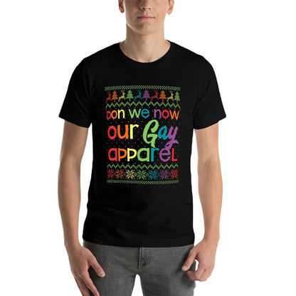 Gay Christmas Funny LGBT Don We Now Our Gay Apparel Rainbow  Cotton T-Shirt