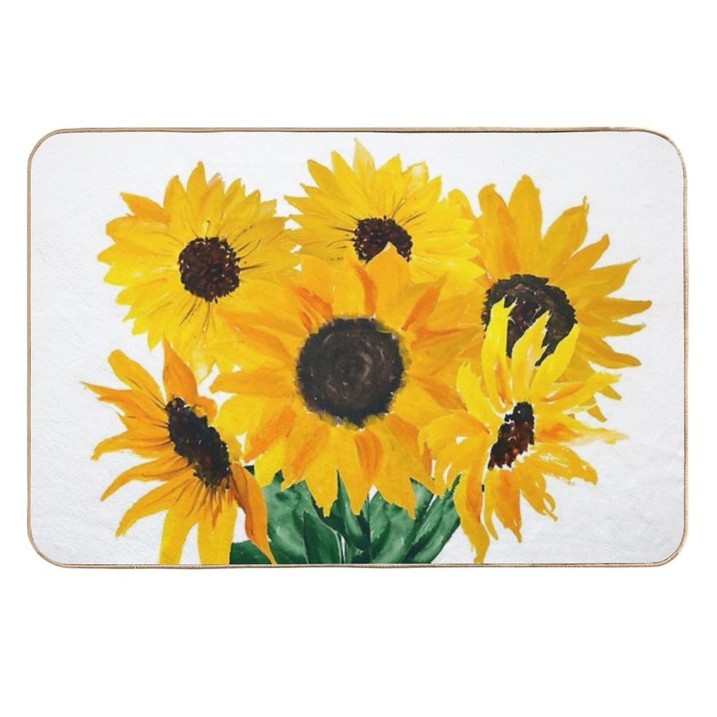 Painted Sunflower Bouquet  Repositionable Bath Mat