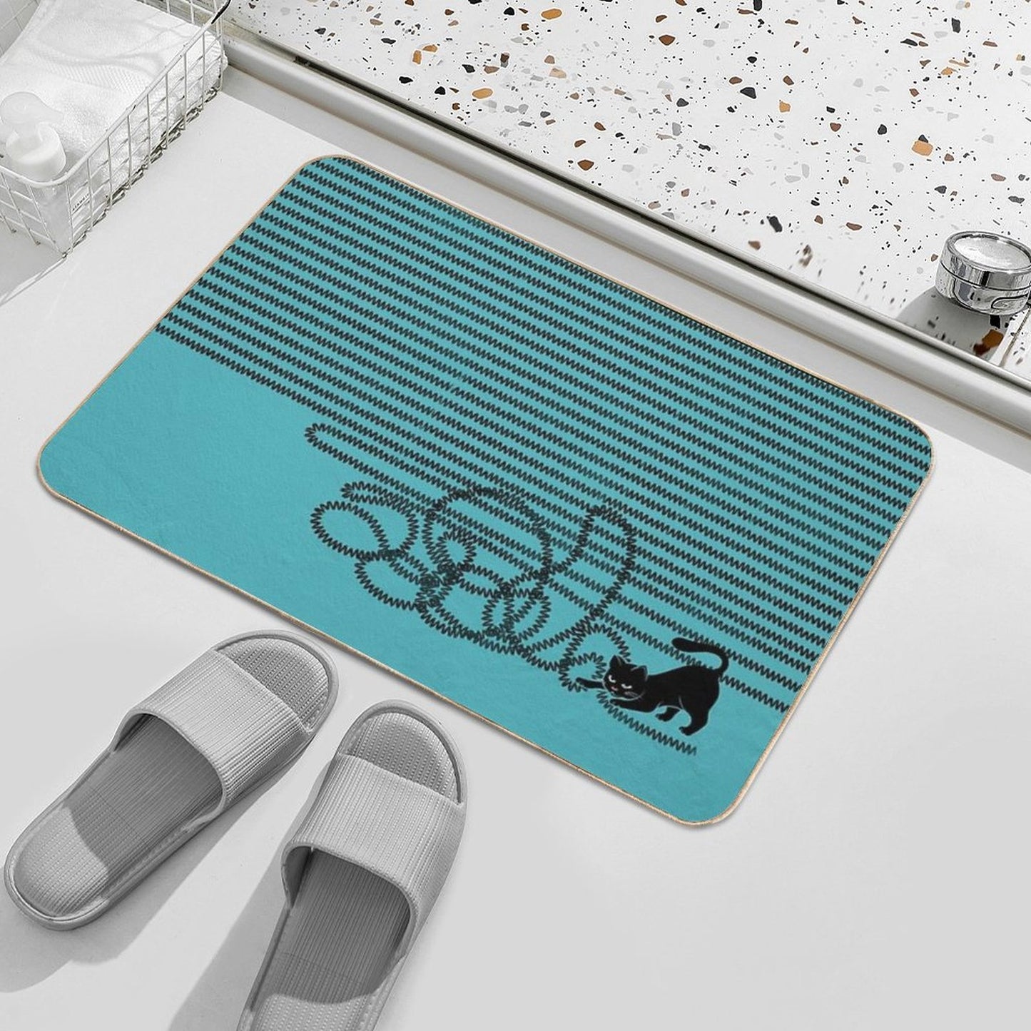 Unravel (in Blue)  Non-Slip Bath Mat