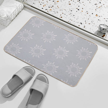 Cute Boho Sun Pattern Bohemian Aesthetic In Muted Colors Stone Blue  Non-Slip Bath Mat