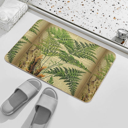 Botanical Print, on Old Book Page - Fern  Easy Maintenance Bath Mat