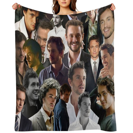 Hugh Dancy Photo Collage Velvety-soft Throw Blanket