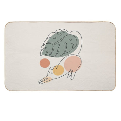 Cat And Plant 34  Easy To Clean Bath Mat