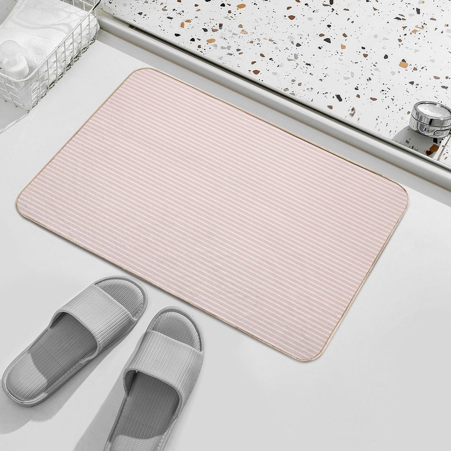 Thick Stripes - Blush  Dirt-Trapping Bath Mat