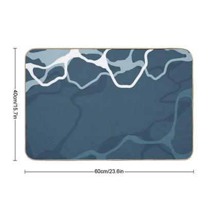 Minimalist Abstract Neutral Blue Tones  Non-Slip Bath Mat