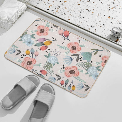 Festive Flowers - Pink Durable Bath Mat